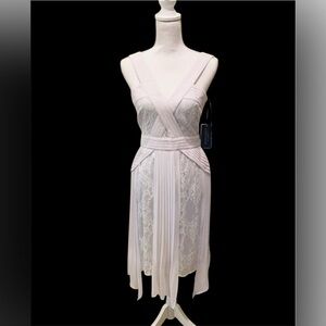 NWT Warehouse London Pleated Light Grey Lace Dress